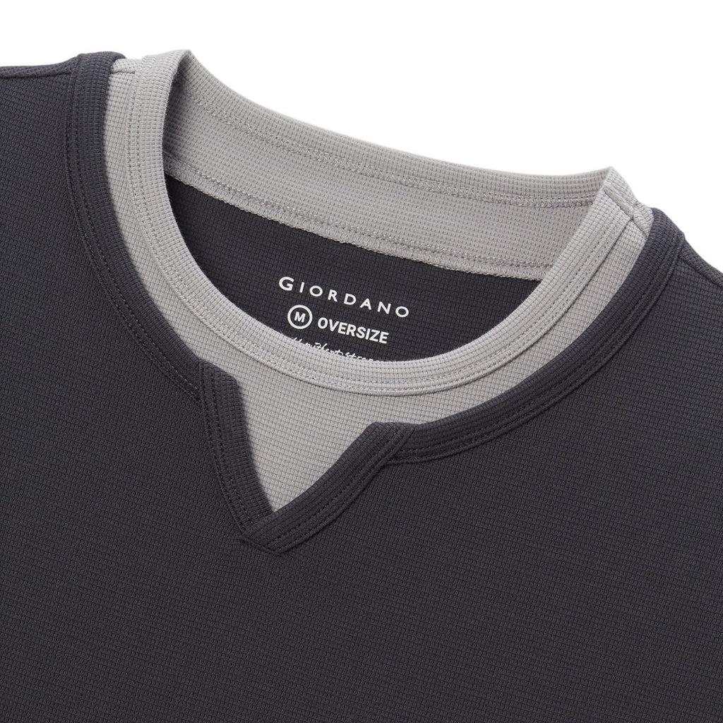Giordano Men's Waffle Knit Crewneck Tee - Premium Tee