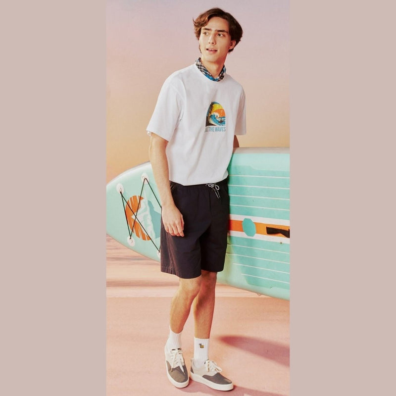 Men's Wave Print Jersey Print Tee S - Shop Giordano