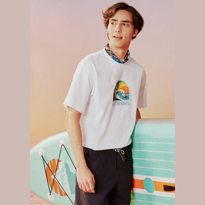 Men's Wave Print Jersey Print Tee - Giordano