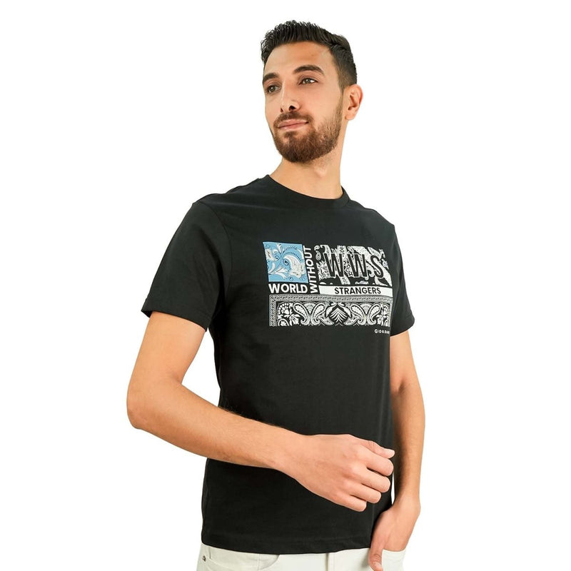Men's World Without Strangers Print Tee - Slim Fit, Crew Neck, Cotton S - Shop Giordano