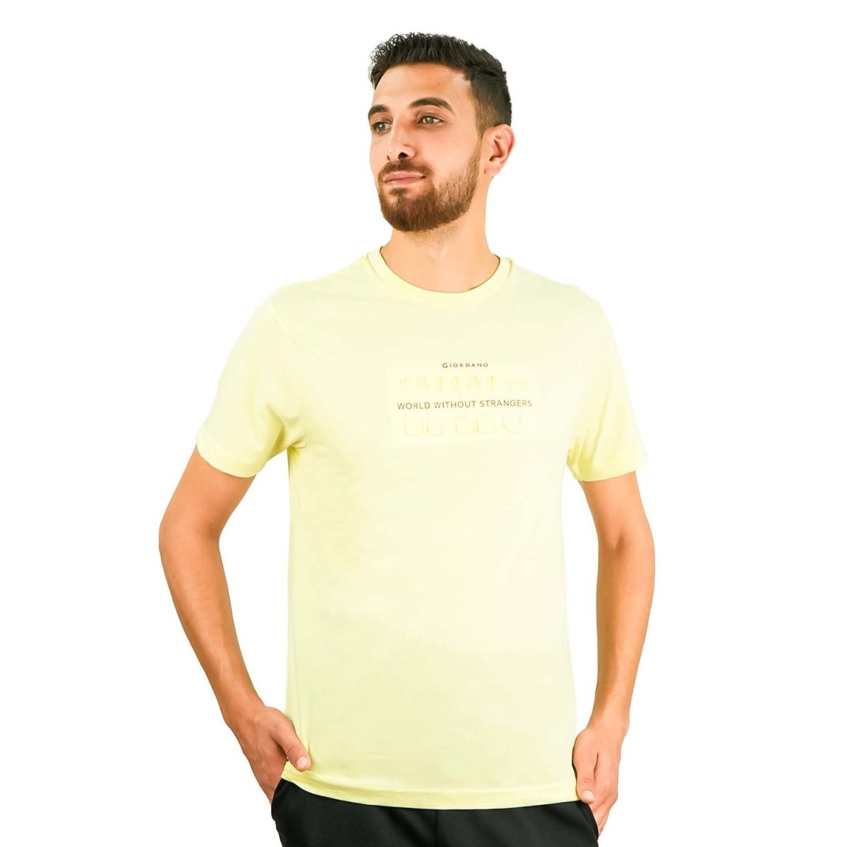 Men's World Without Strangers Print Tee - Slim Fit, Crew Neck, Cotton - Giordano