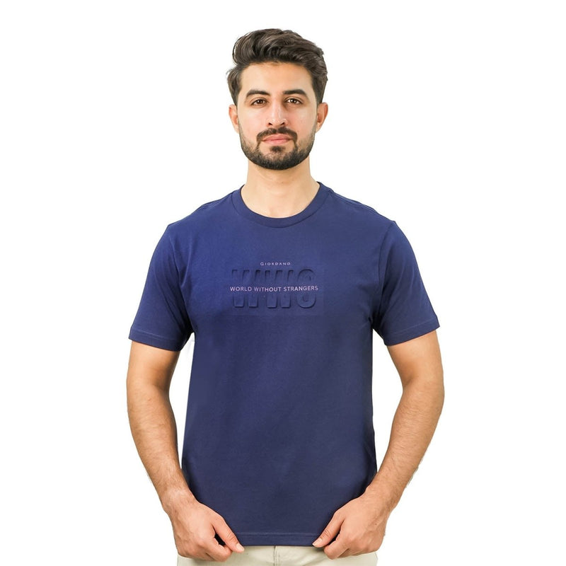 Men's World Without Strangers Print Tee - Slim Fit, Crew Neck, Cotton S - Shop Giordano