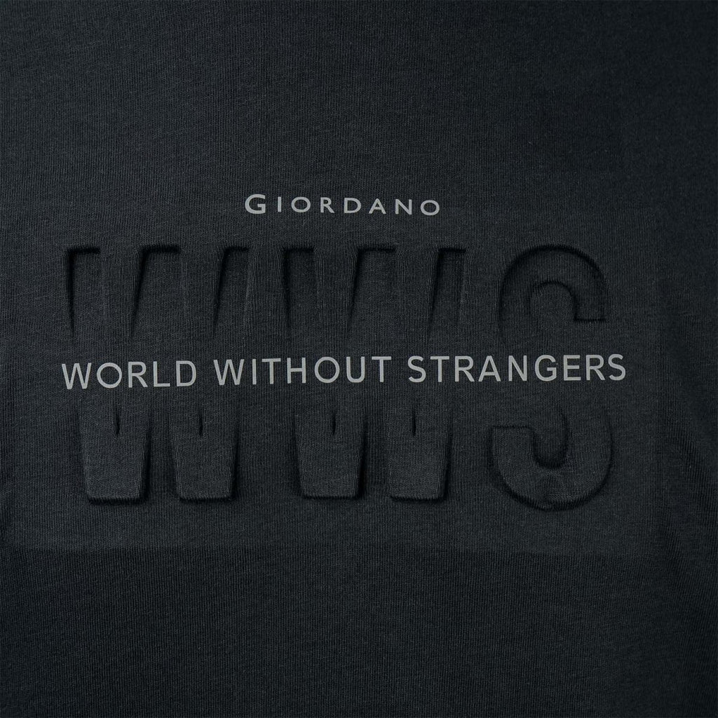Men's World Without Strangers Print Tee - Slim Fit, Crew Neck, Cotton S - Shop Giordano