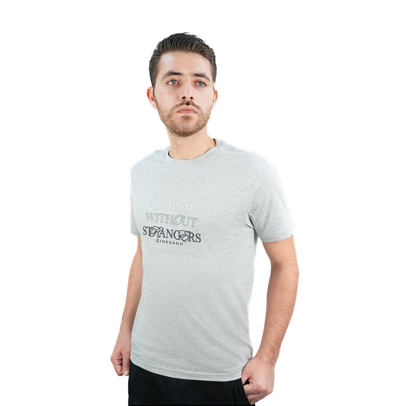 Men's World Without Strangers Print Tee - Slim Fit, Crew Neck, Cotton S - Shop Giordano