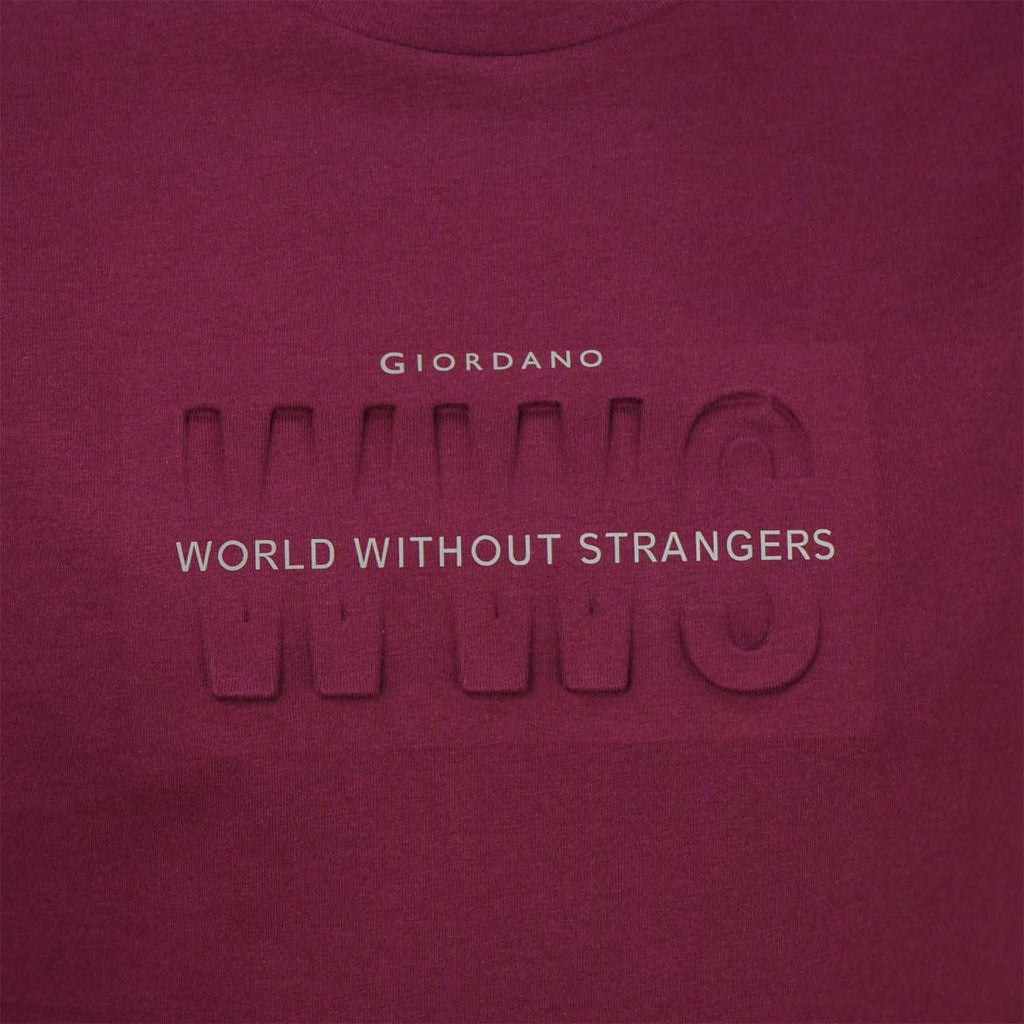 Giordano Men's World Without Strangers Print Tee - Slim Fit, Crew Neck, Cotton - Premium Print Tee