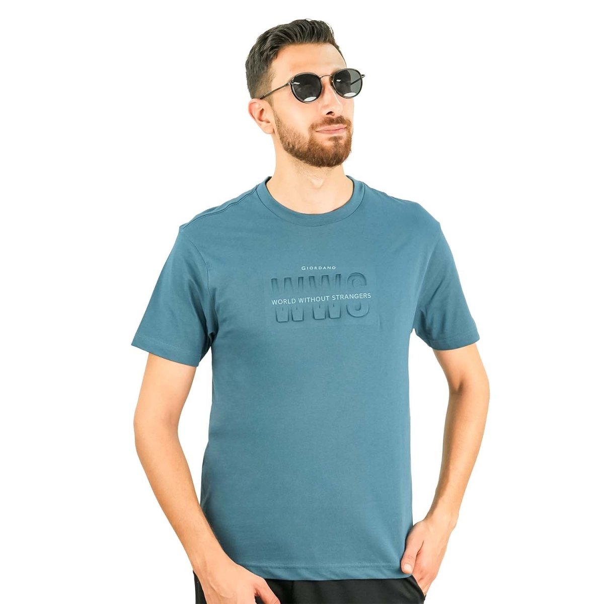 Men's World Without Strangers Print Tee - Slim Fit, Crew Neck, Cotton - Giordano
