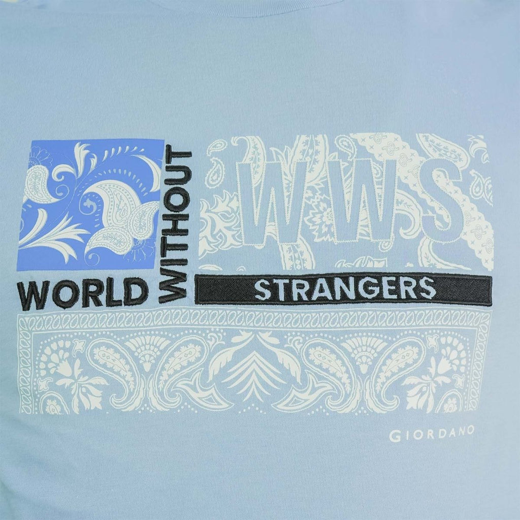 Men's World Without Strangers Print Tee - Slim Fit, Crew Neck, Cotton S - Shop Giordano