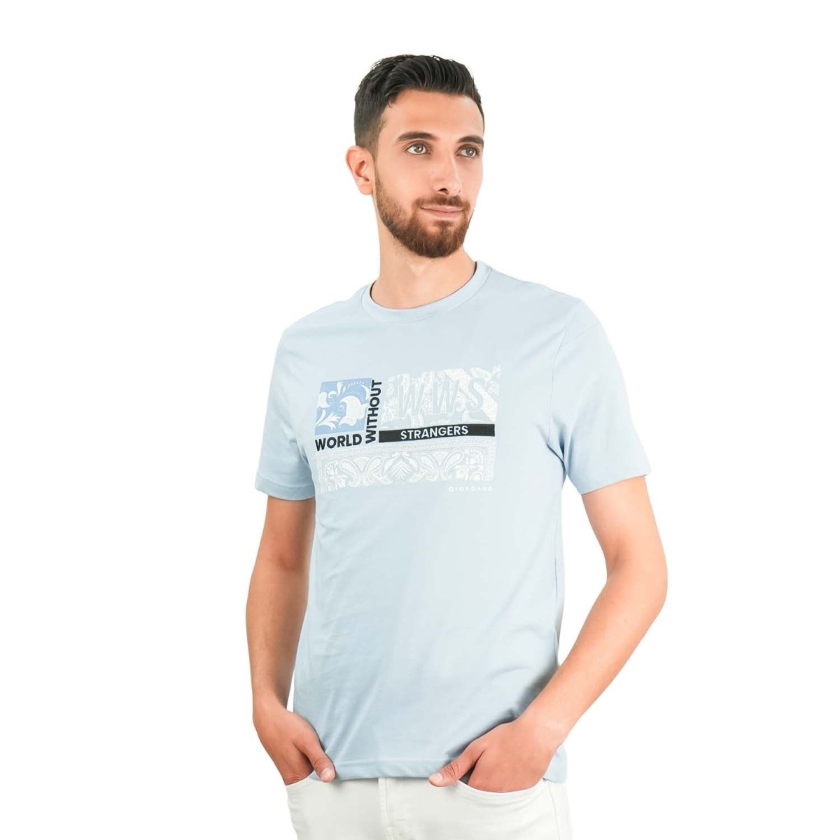 Men's World Without Strangers Print Tee - Slim Fit, Crew Neck, Cotton - Giordano