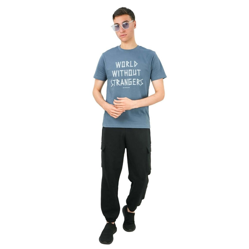 Men's World Without Strangers Print Tee - Slim Fit, Crew Neck, Cotton S - Shop Giordano