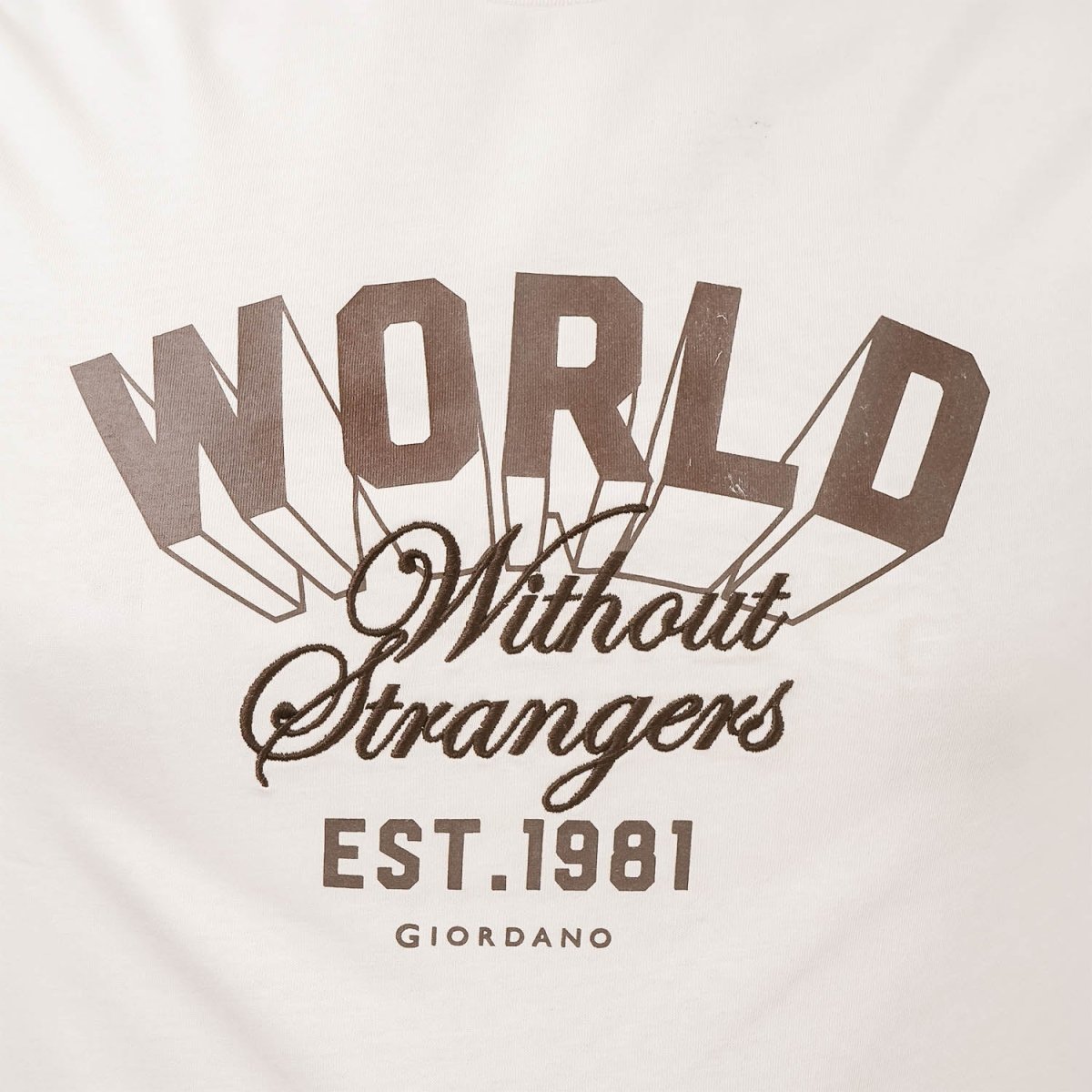 Men's World Without Strangers Print Tee - Slim Fit, Crew Neck, Cotton S - Shop Giordano