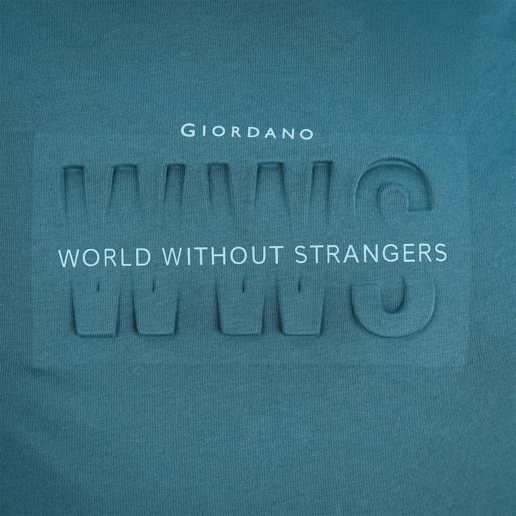 Men's World Without Strangers Print Tee - Slim Fit, Crew Neck, Cotton S - Shop Giordano