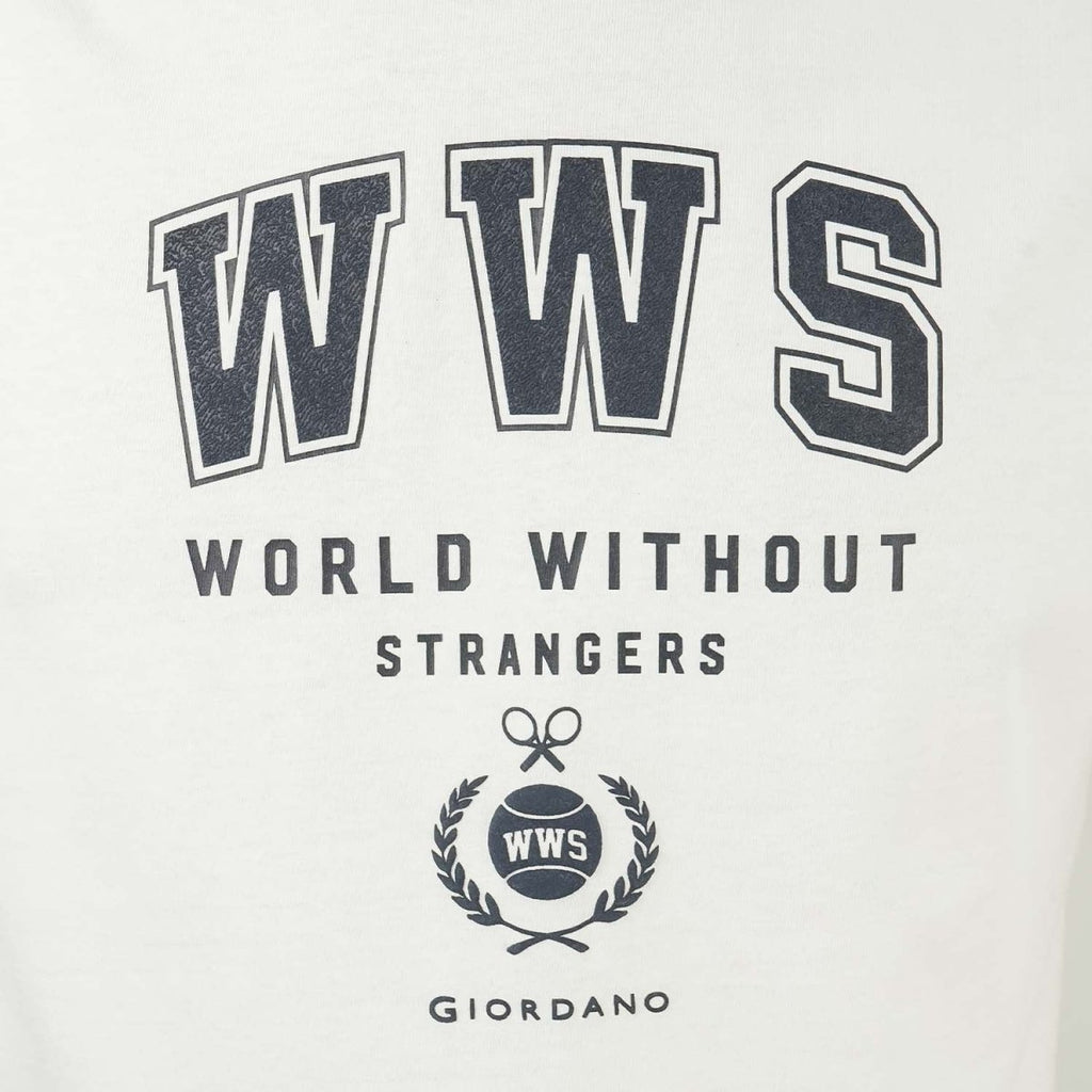 Men's World Without Strangers Print Tee - Slim Fit, Crew Neck, Cotton S - Shop Giordano