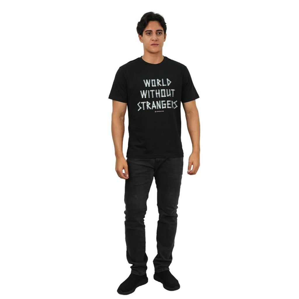 Men's World Without Strangers Print Tee - Slim Fit, Crew Neck, Cotton S - Shop Giordano