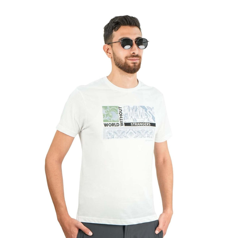 Men's World Without Strangers Print Tee - Slim Fit, Crew Neck, Cotton S - Shop Giordano