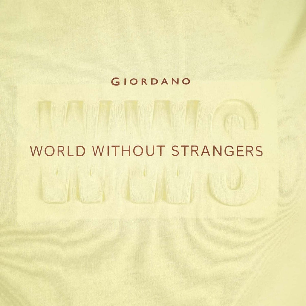 Men's World Without Strangers Print Tee - Slim Fit, Crew Neck, Cotton S - Shop Giordano