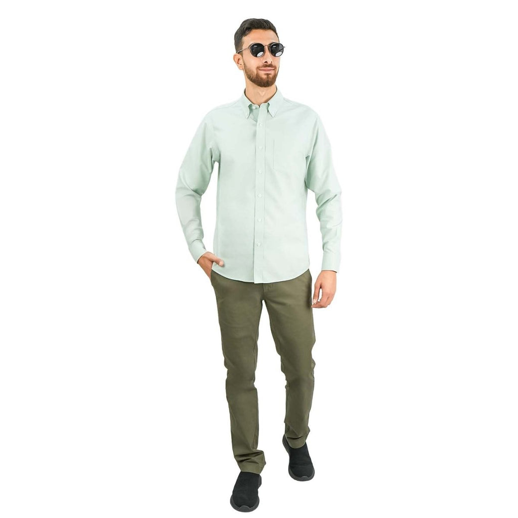 Giordano Men's Wrinkle-Free Cotton Oxford Long Sleeve Shirt - Premium Shirts