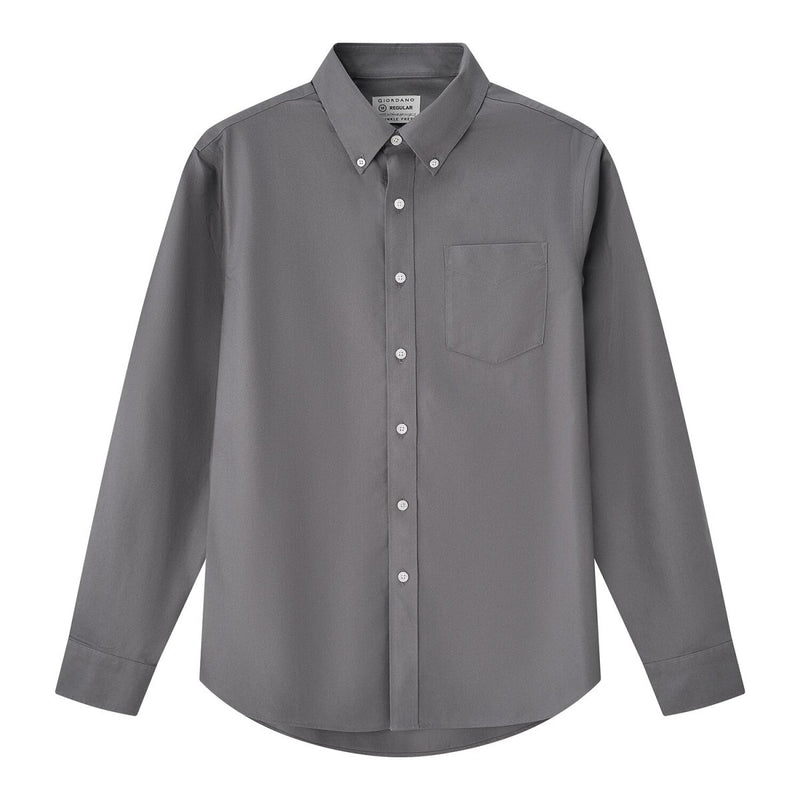 Men's Wrinkle - Free Cotton Oxford Long Sleeve Shirt S - Shop Giordano