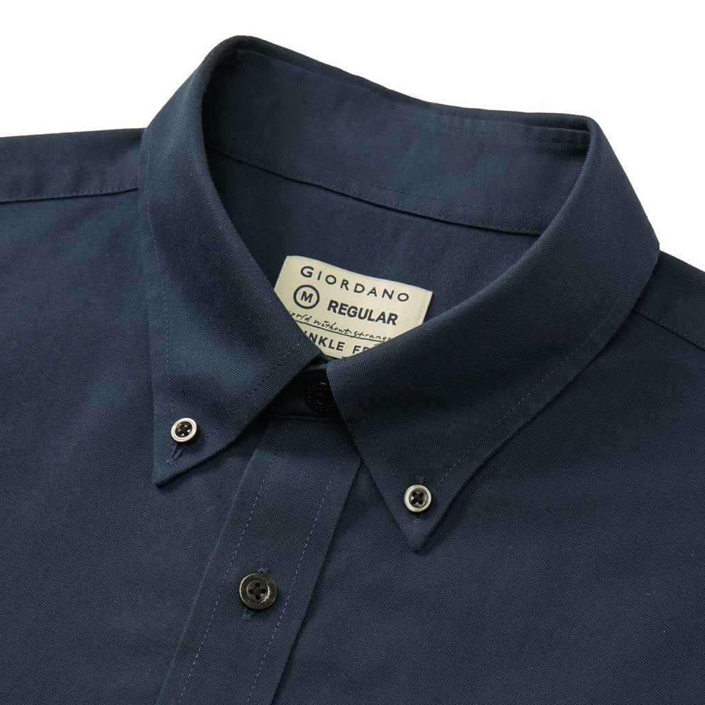 Men's Wrinkle Free Cotton Oxford Short Sleeve Shirt S - Shop Giordano