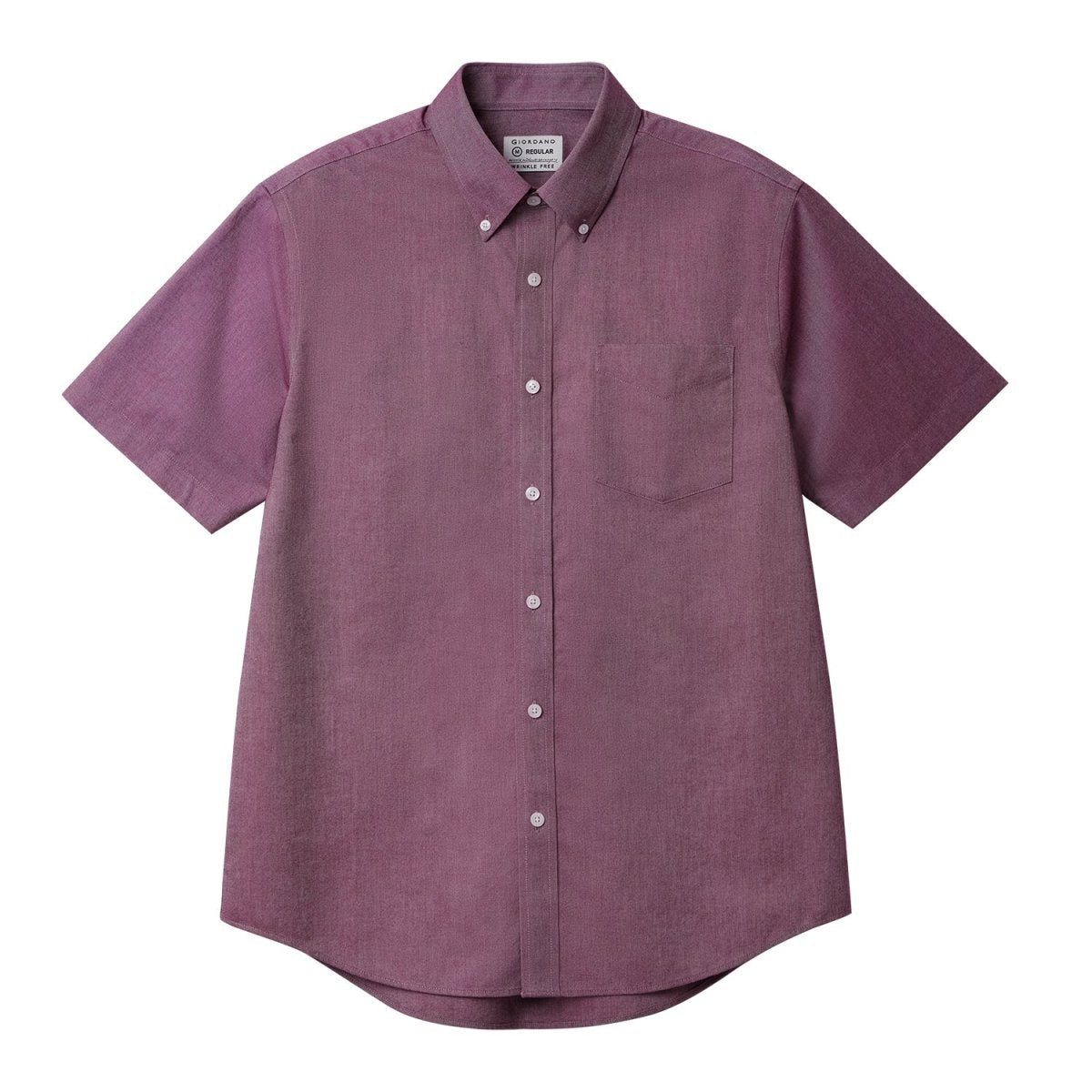 Men's Wrinkle Free Cotton Oxford Short Sleeve Shirt - Giordano