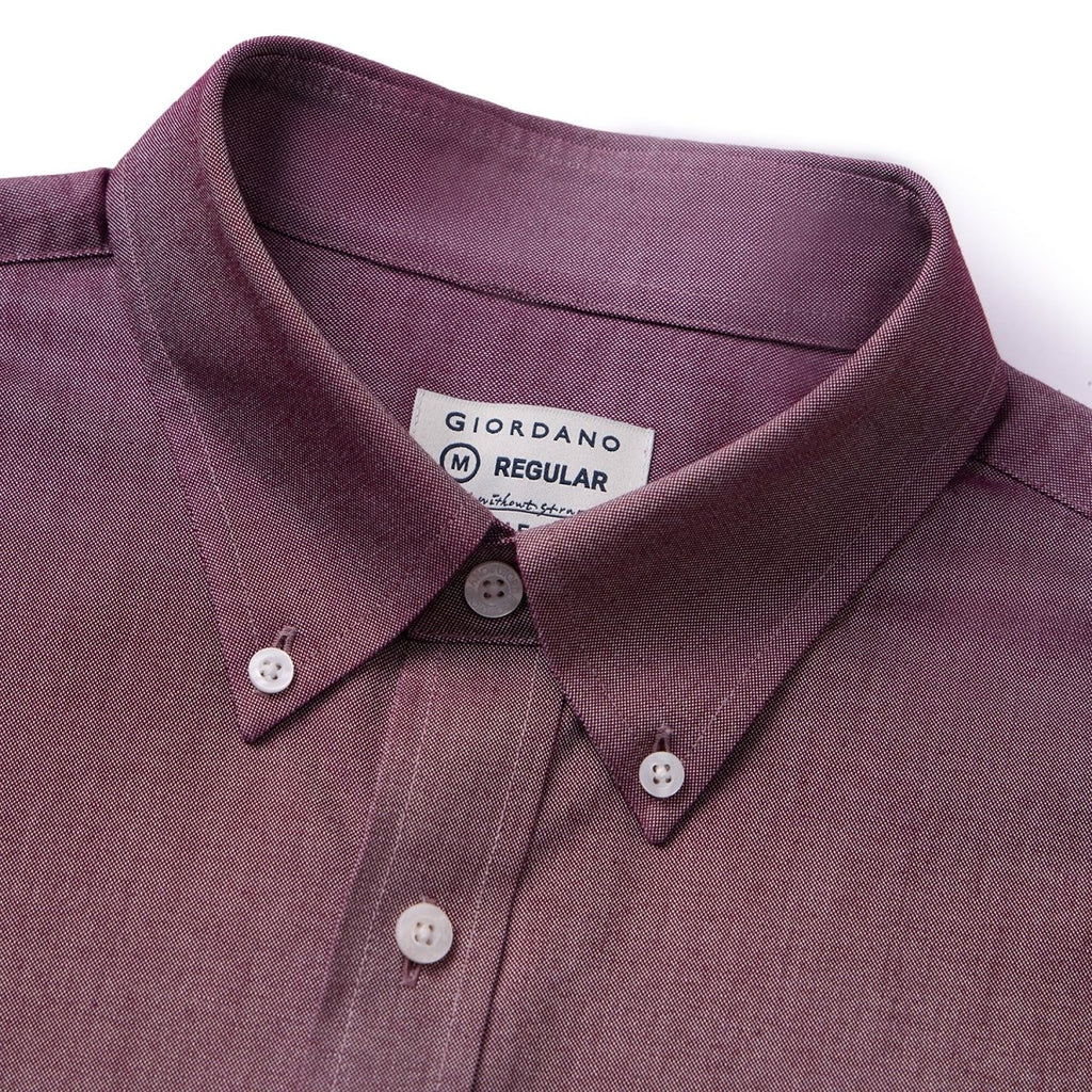 Giordano Men's Wrinkle Free Cotton Oxford Short Sleeve Shirt - Premium Shirts
