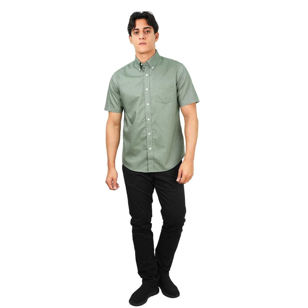 Giordano Men's Wrinkle Free Cotton Oxford Short Sleeve Shirt - Premium Shirts