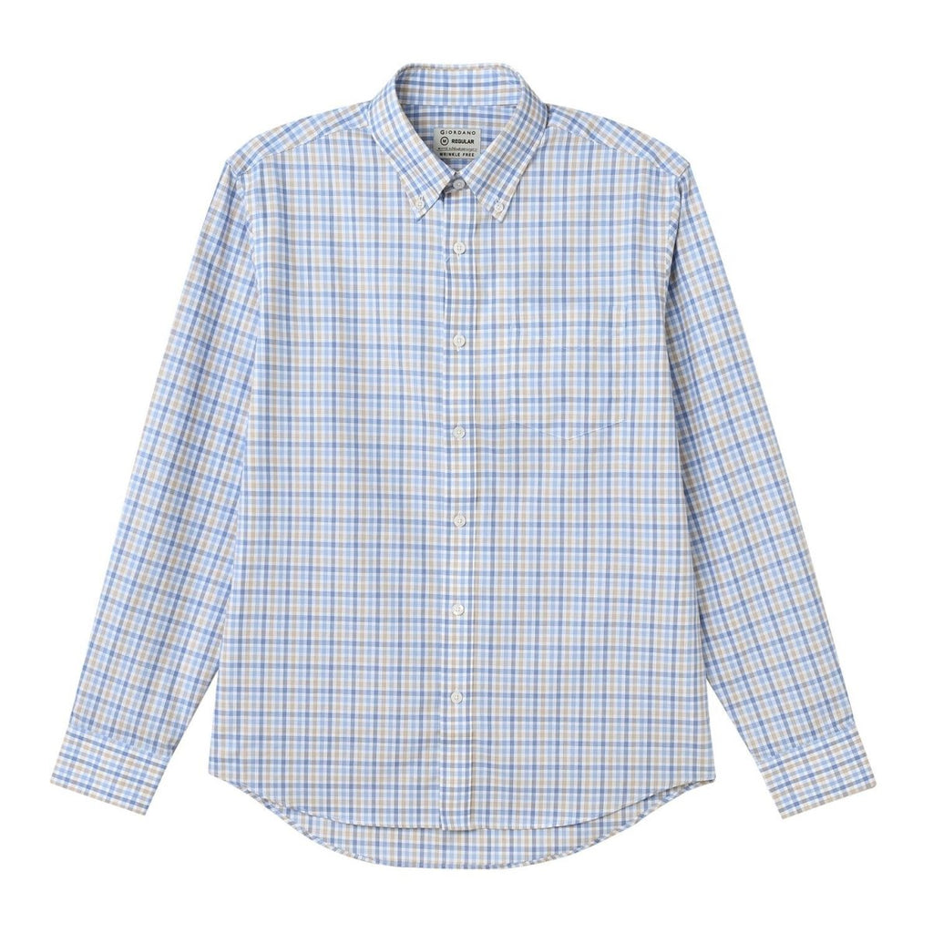 Men's Wrinkle - Free Long Sleeve Cotton Oxford Shirt S - Shop Giordano