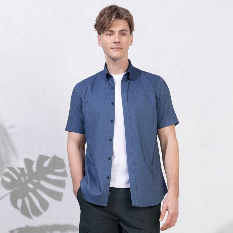 Men's Wrinkle - Free Short Sleeve Cotton Oxford Shirt S - Shop Giordano