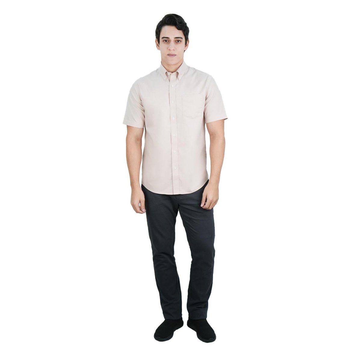 Men's Wrinkle - Free Short Sleeve Cotton Oxford Shirt S - Shop Giordano