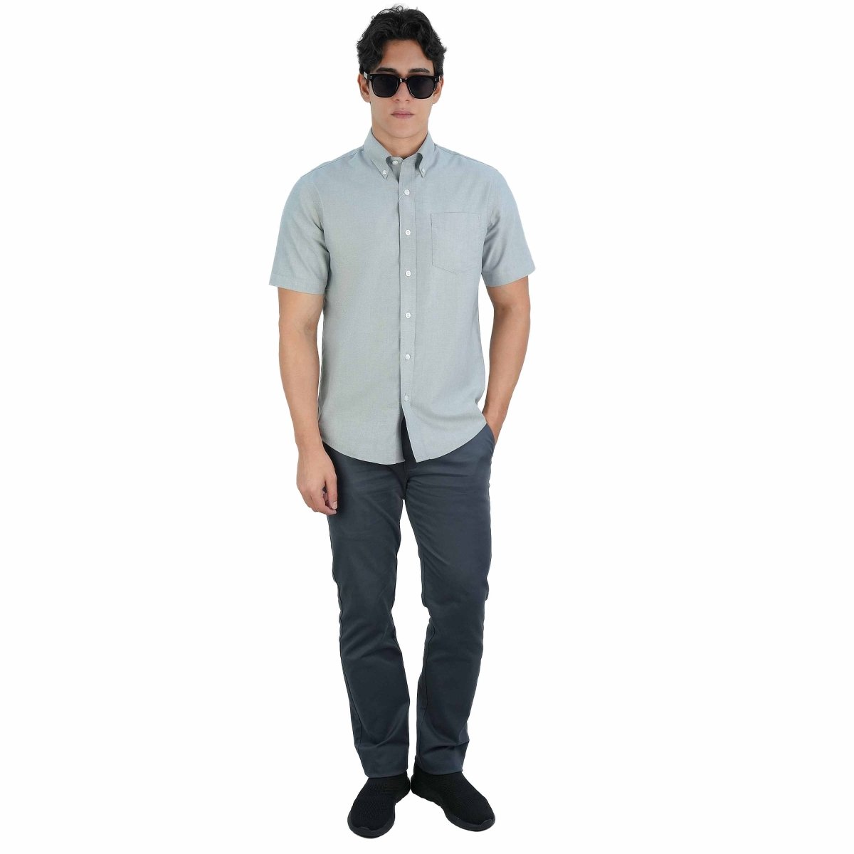 Men's Wrinkle - Free Short Sleeve Cotton Oxford Shirt S - Shop Giordano