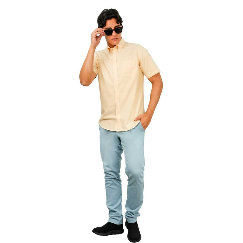 Men's Wrinkle - Free Short Sleeve Cotton Oxford Shirt S - Shop Giordano