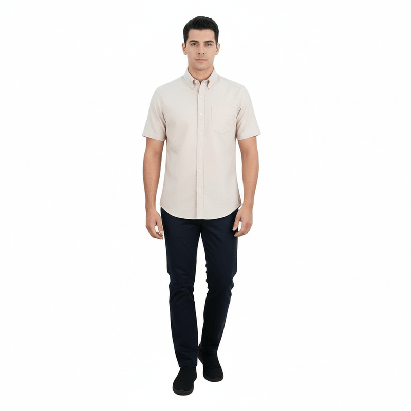 Men's Wrinkle - Free Short Sleeve Cotton Oxford Shirt S - Shop Giordano