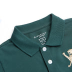 Kids’ Slim Fit Lion Embroidered Cotton Polo