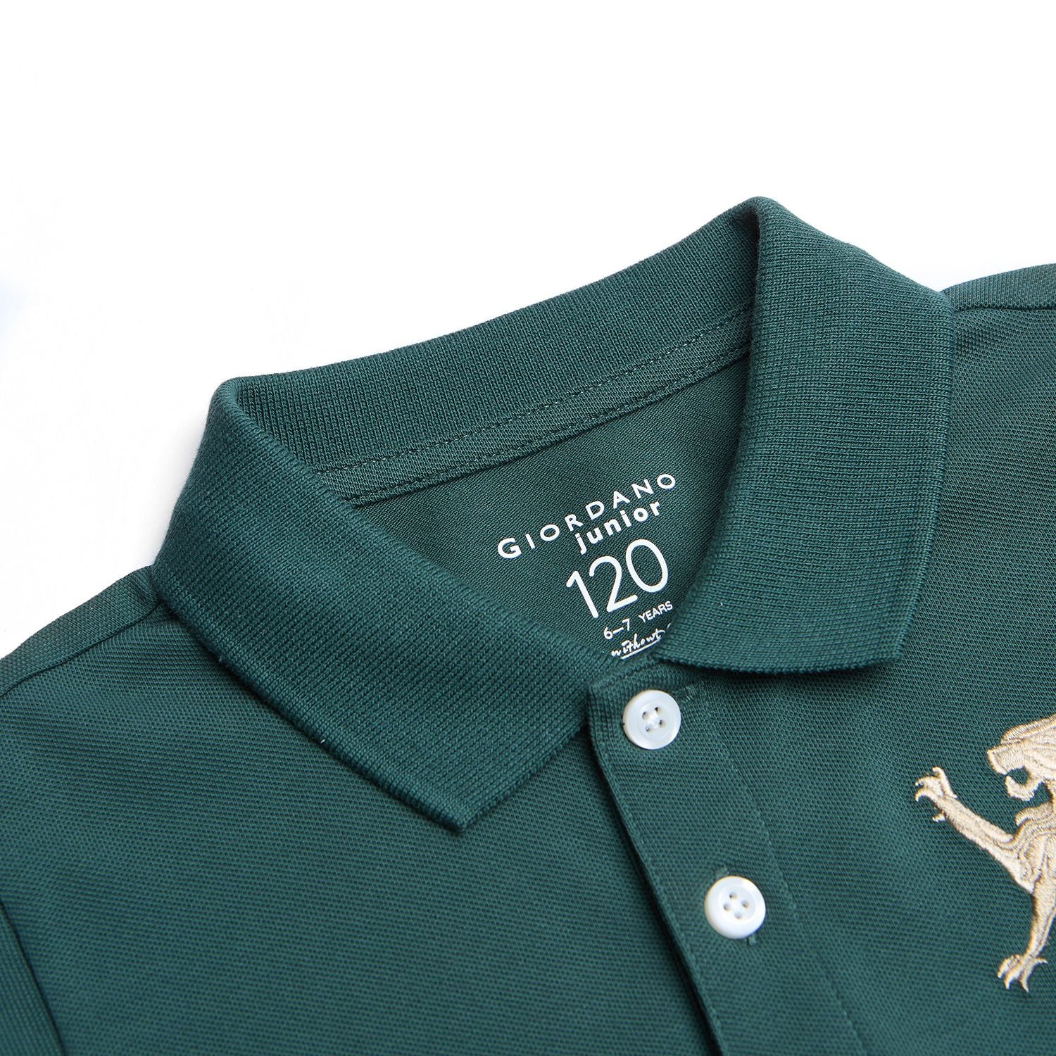 Kids’ Slim Fit Lion Embroidered Cotton Polo