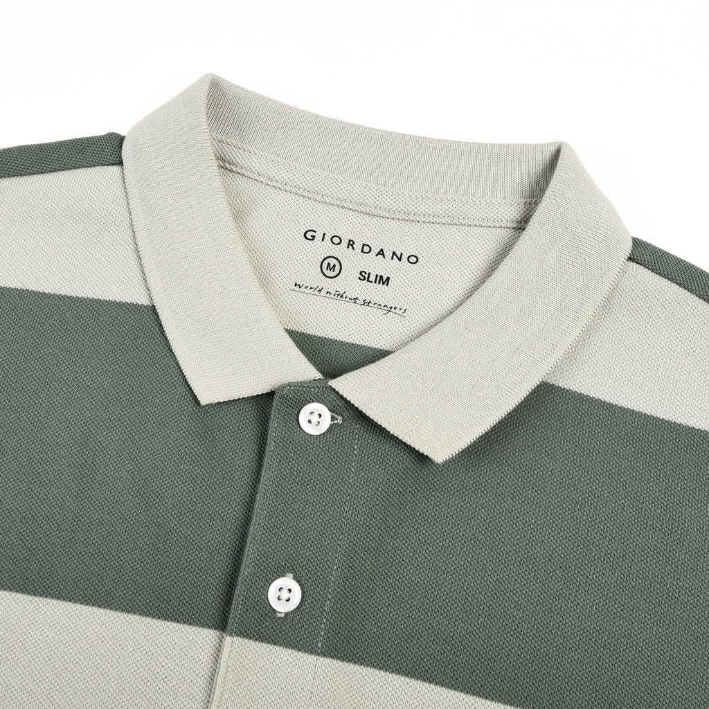 Men's Cotton Blend Stripe Short Sleeve Polo