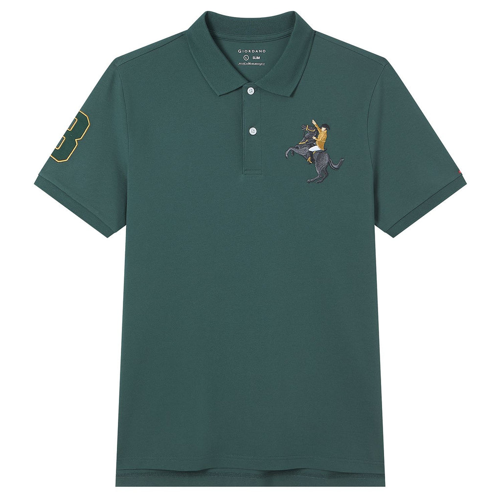 Men’s Slim Fit Napoleon Embroidery Lycra Pique Polo