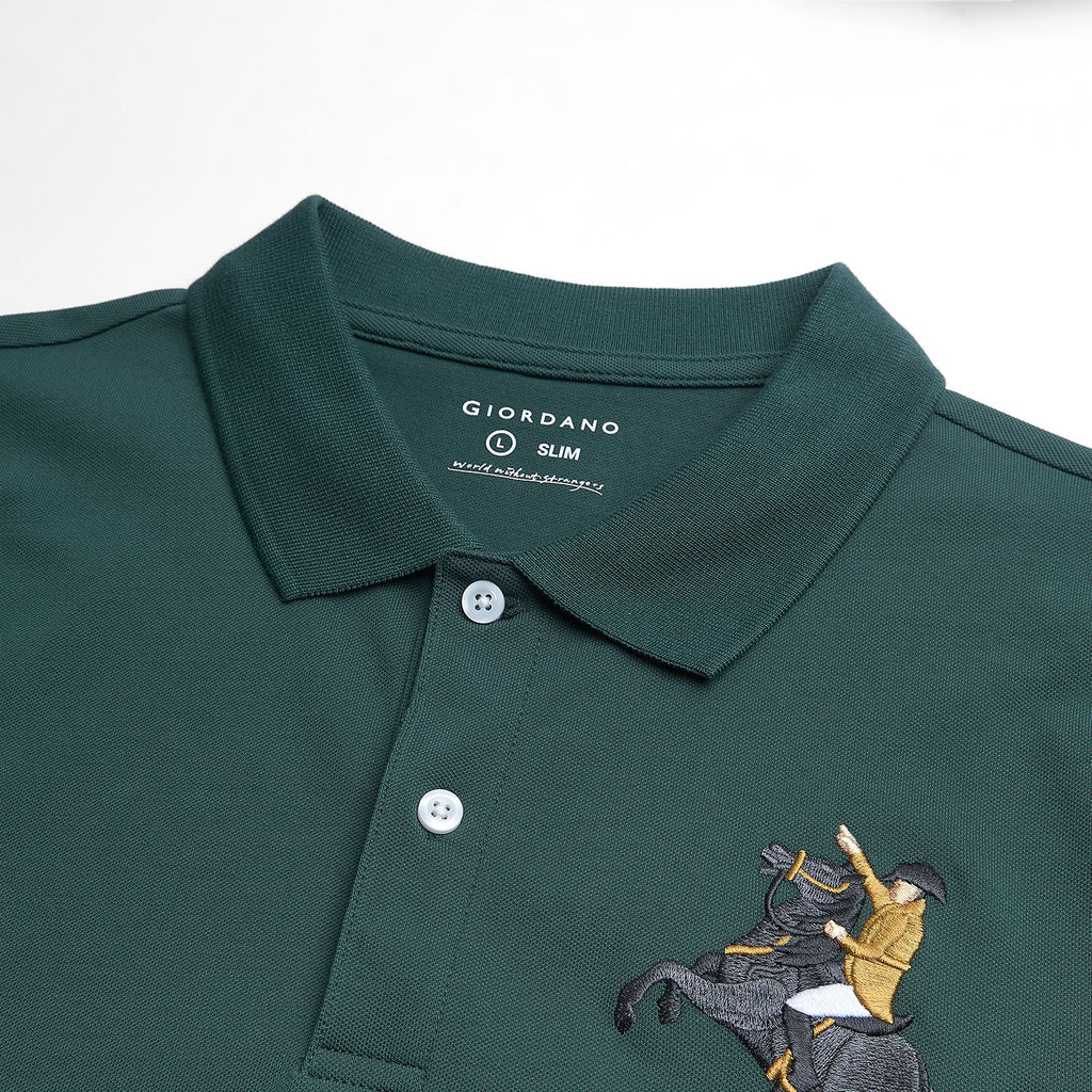 Men’s Slim Fit Napoleon Embroidery Lycra Pique Polo