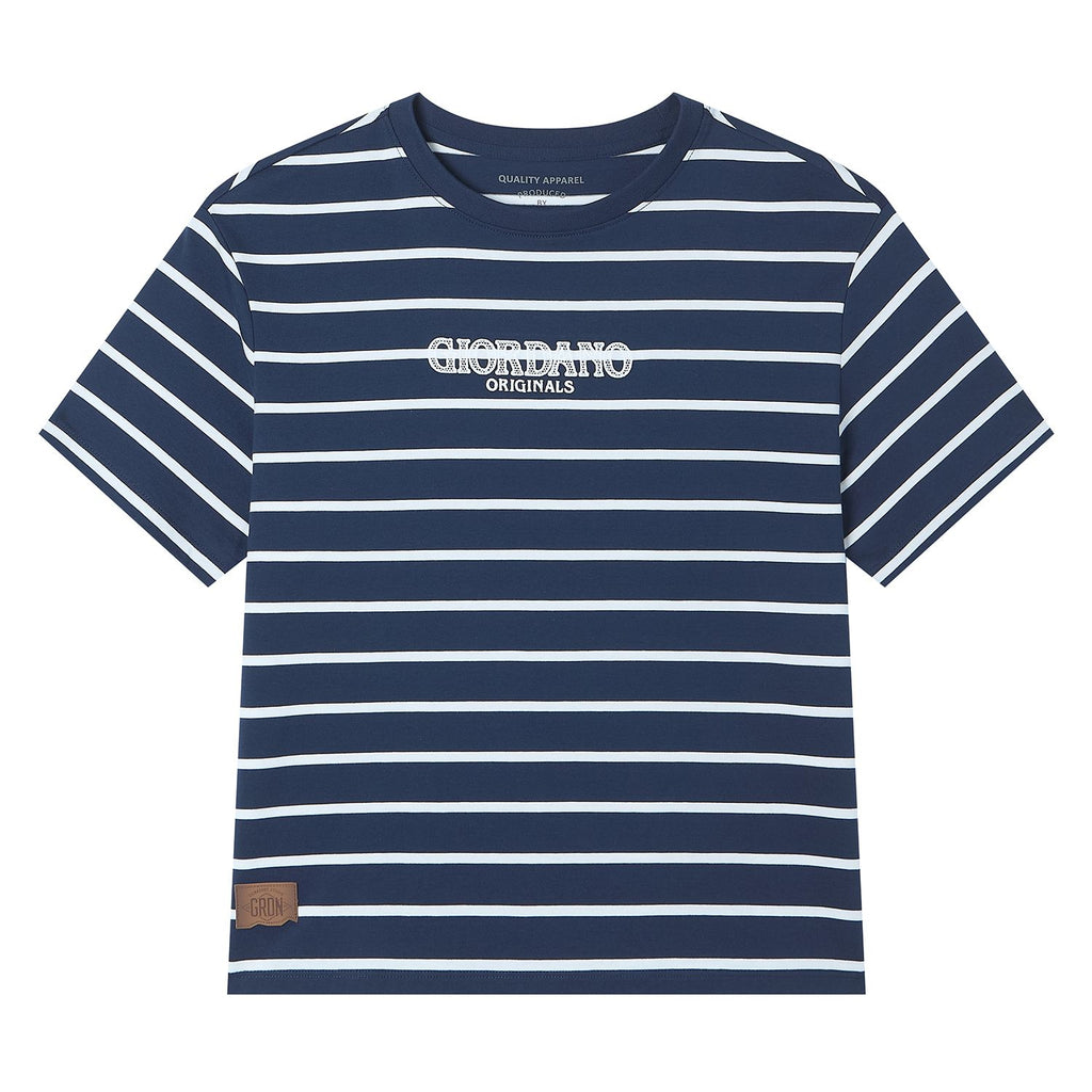 تيشيرت مخطط بقصة بوي فريند مستوحاة من التسعينيات للنساء