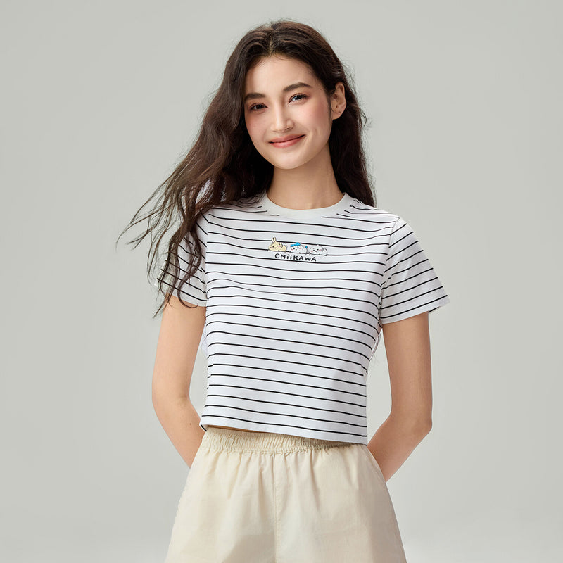 Women's Chiikawa Striped Cropped Tee