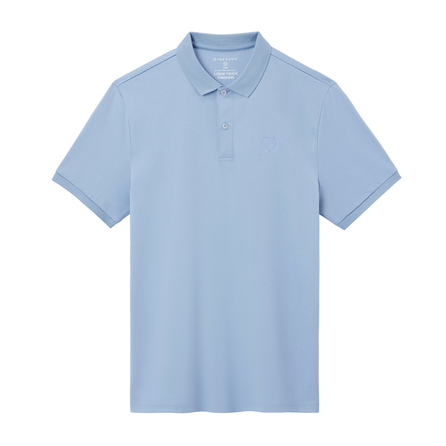 Giordano Men's Liquid Touch Polo: Slim Fit Comfort & Lasting Color-Blue
