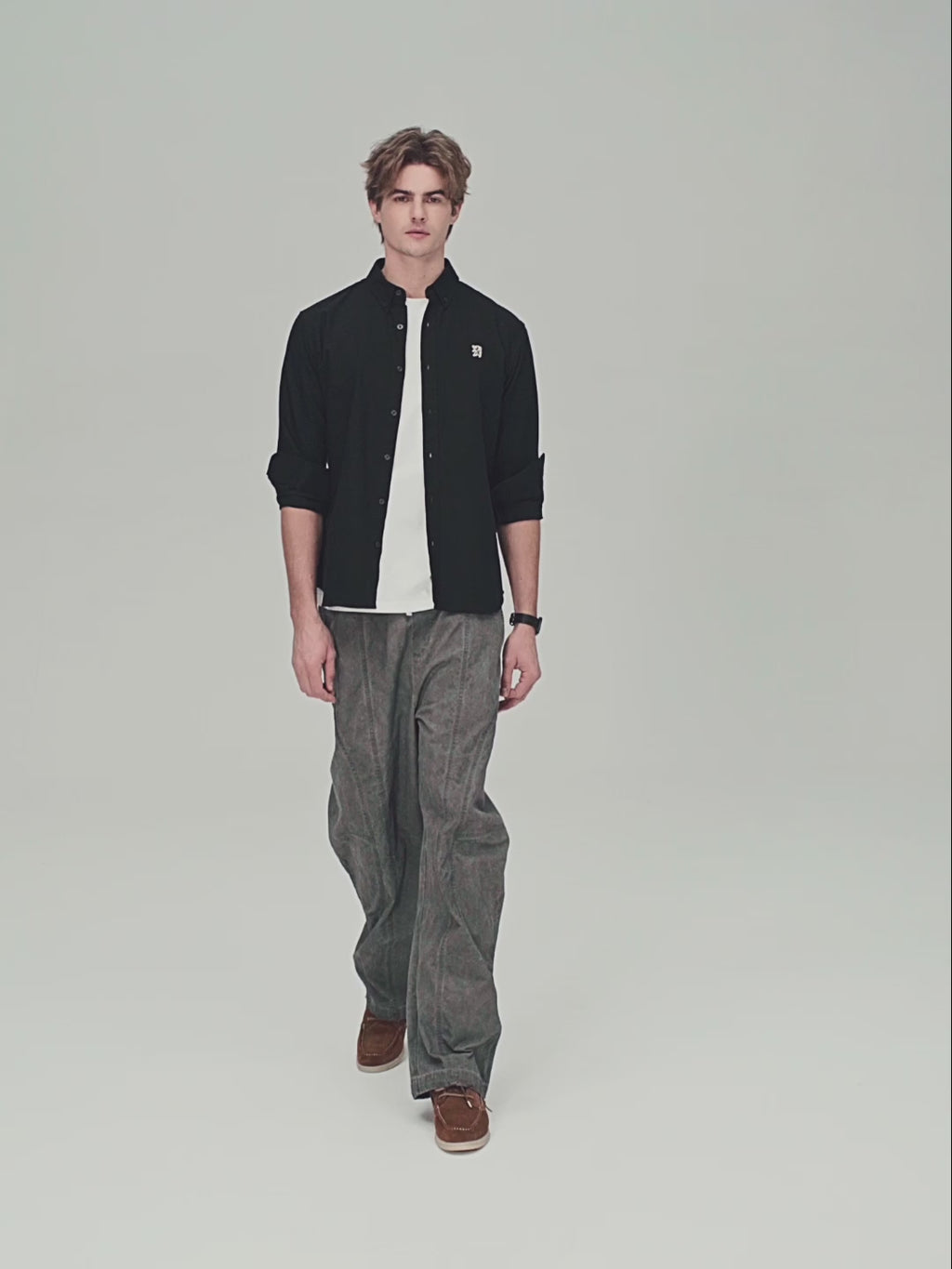 Men’s Cotton Slim Oxford Shirt with Embroidery