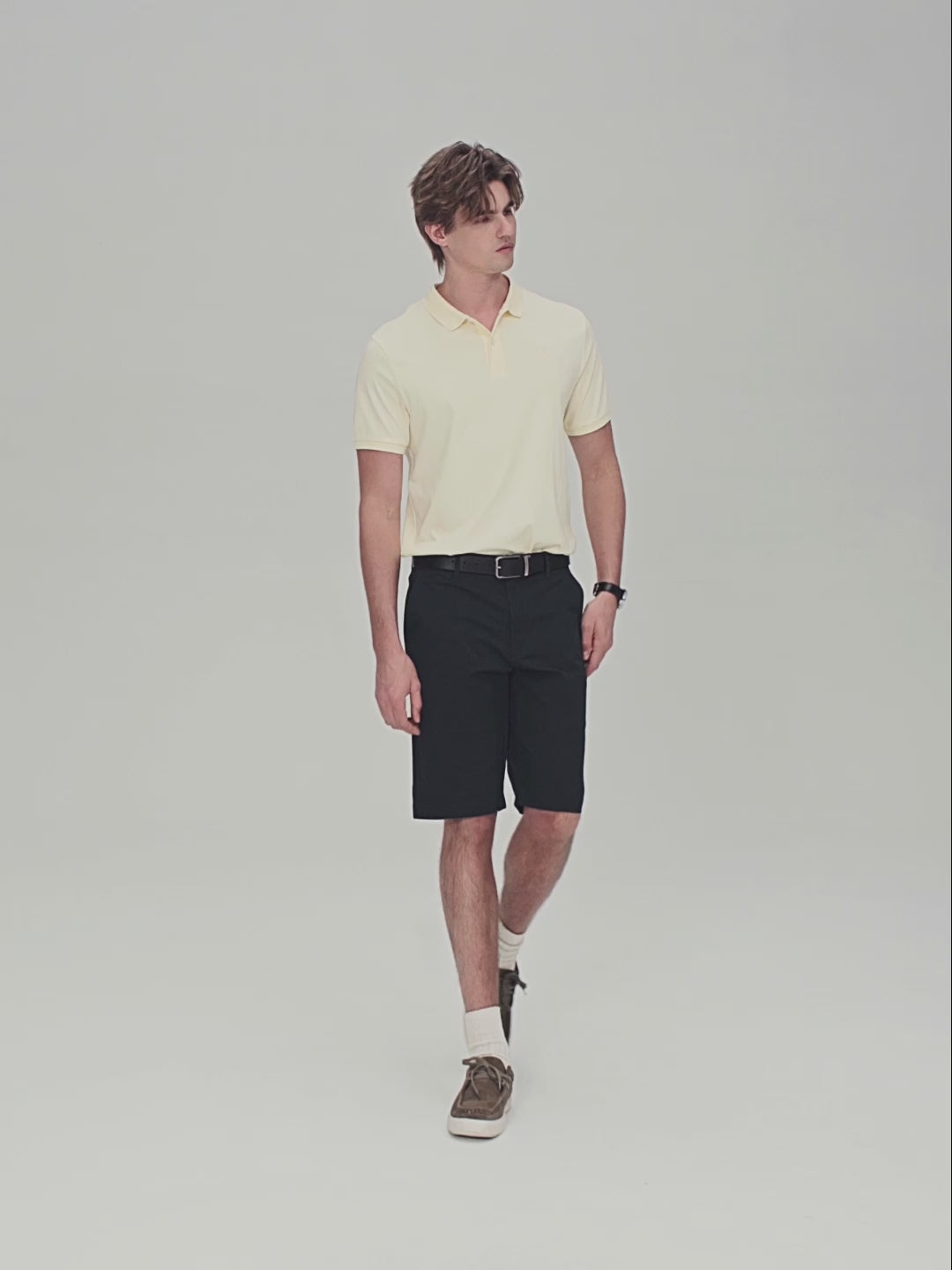 Men's Slim Twill Bermuda Shorts With Stretch Waist