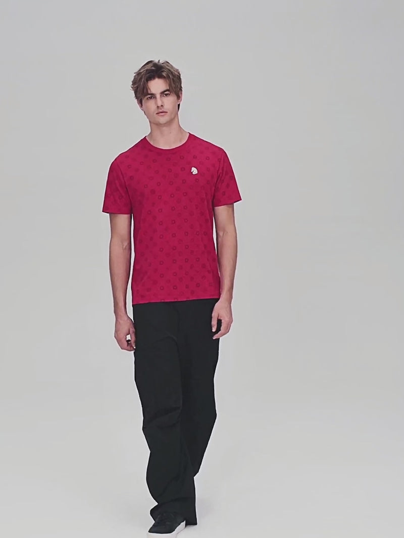 تيشيرت رجالي ضيق من القطن برقبة دائرية مطبوع