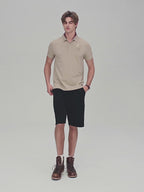 قميص بولو رجالي بقصة ضيقة وتطريز أسد ثلاثي الأبعاد من الليكرا بيكيه