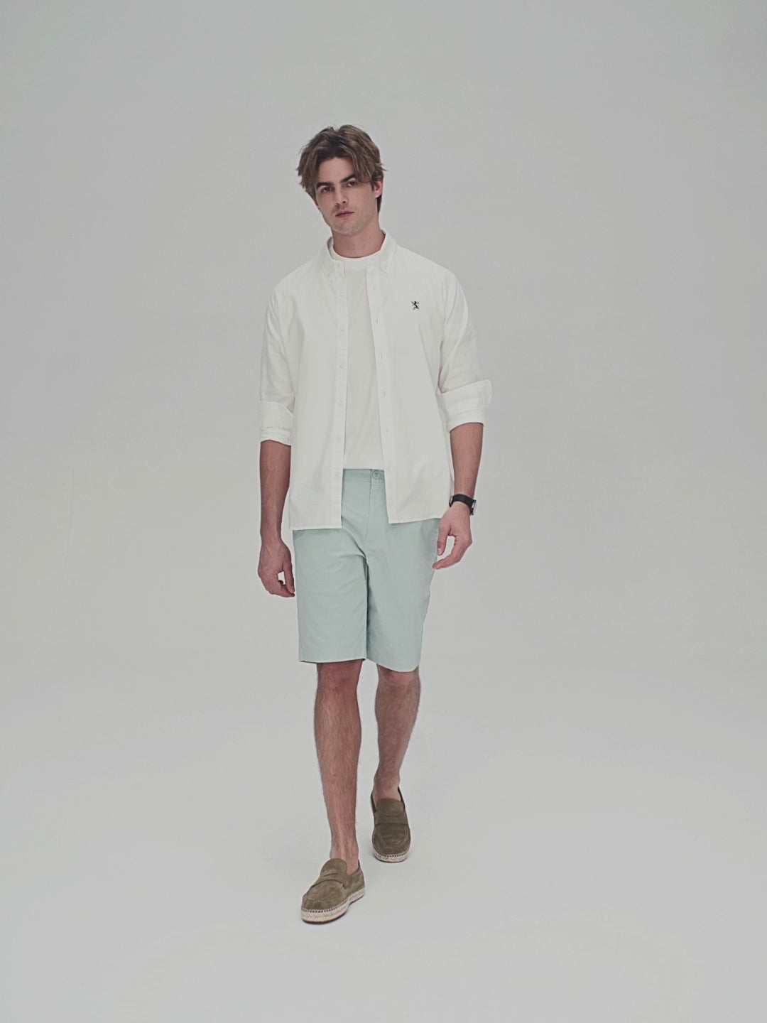 Men's Cotton Slim Oxford Shirt With Embroidery