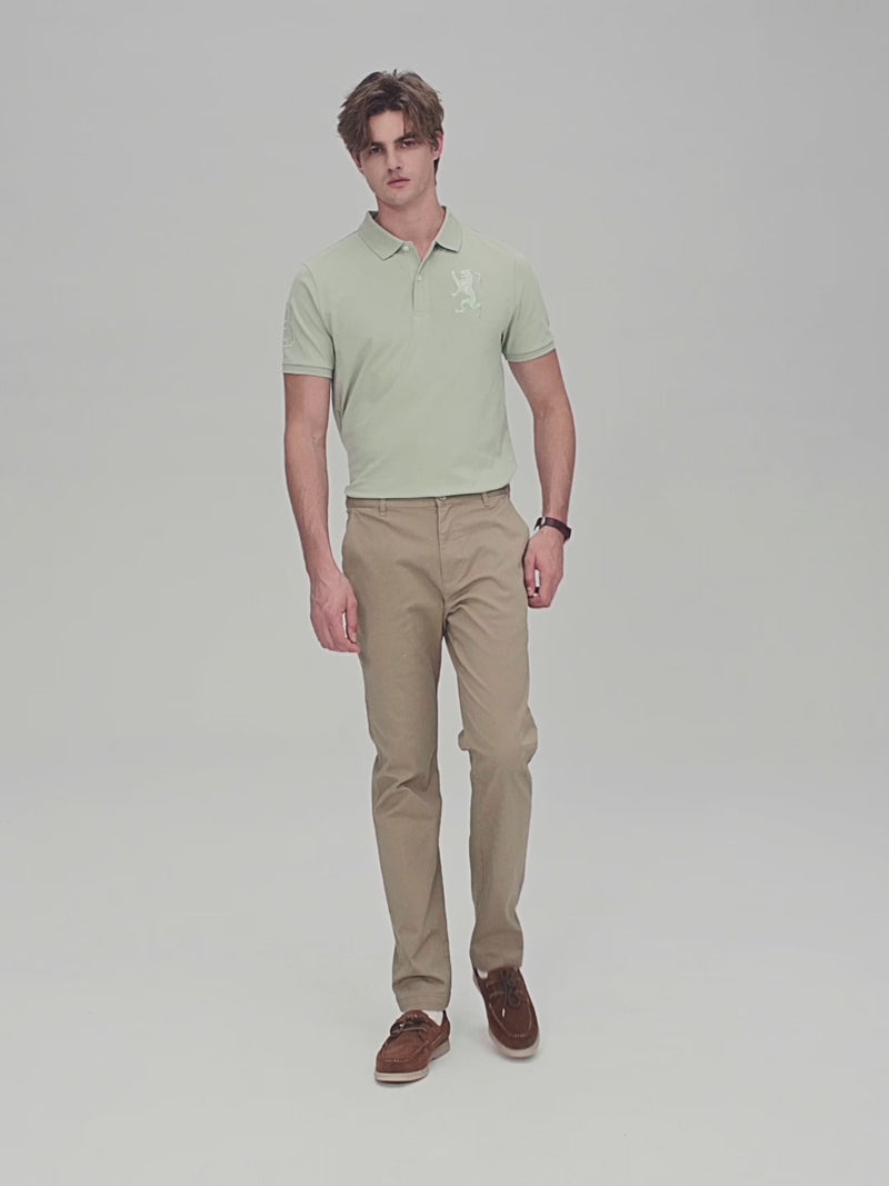 بنطلون رجالي ضيق من القطن المطاطي بلون الكاكي