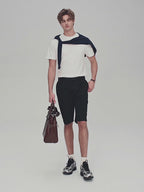 Men's Slim Twill Bermuda Shorts With Stretch Waist