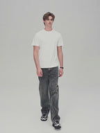 تيشيرت رجالي ضيق بقصة ضيقة من القطن السائل الملمس برقبة دائرية