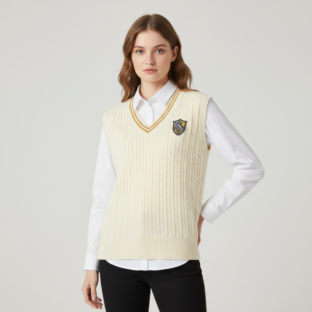 Women Harry Potter Sleeveless V-Neck Cable Knit Sweater Vest - Limited Edition Collection