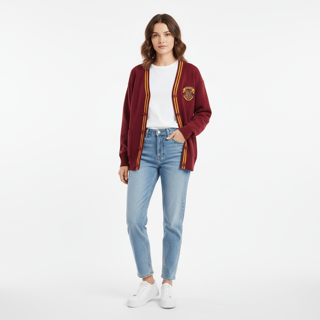 Giordano Women Harry Potter Textured V-Neck Button Cardigan With Pockets - Limited Edition Collection - Premium Sweaters