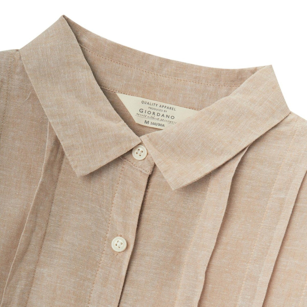 Women Linen - Cotton Poplin Belted Shirt Dress - Comfort Fit S - Shop Giordano